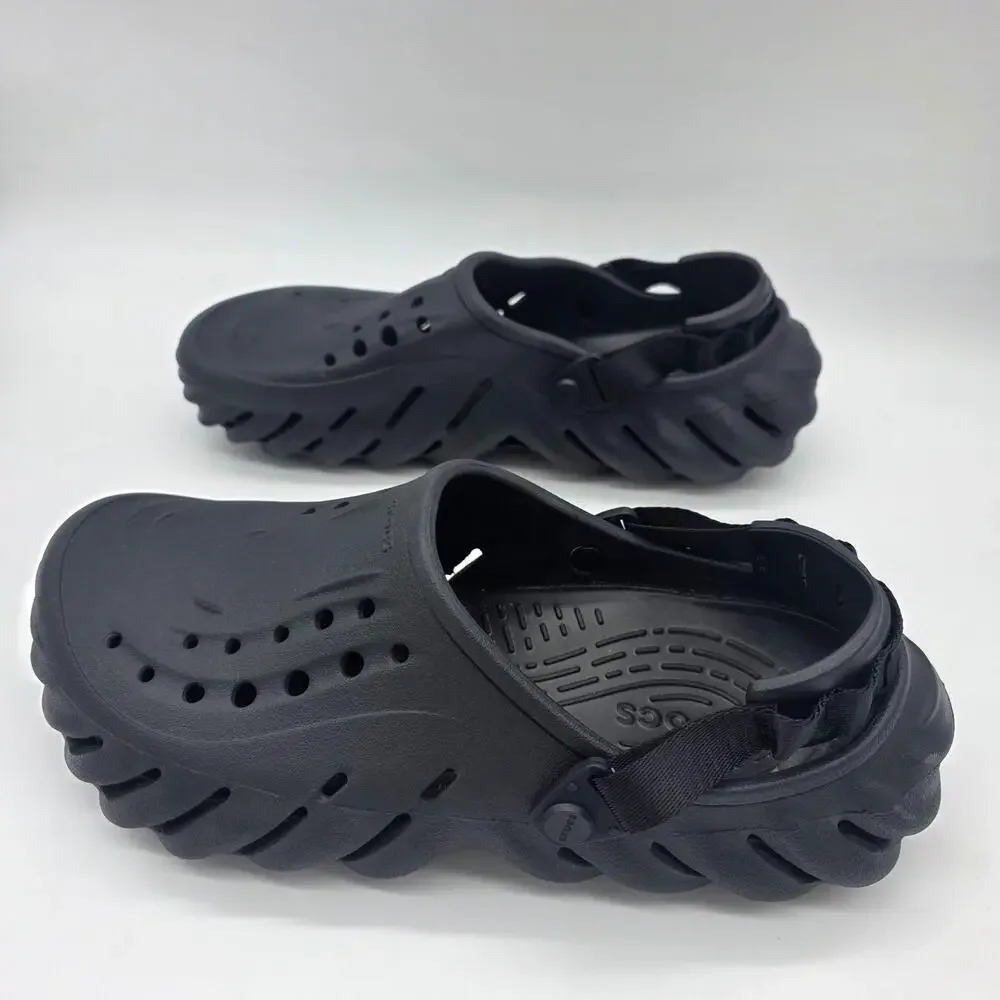 Crocs Sandals Mens Size 8 Black Slip On Clog Comfort Rubber Shoes Heel Strap